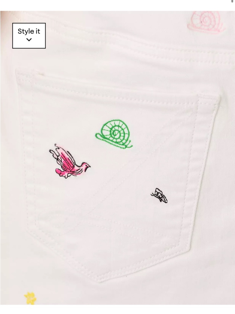 Lilly Pulitzer White Embroidered Overall Skirt with Multi-Color Motifs - Picture 5 of 7